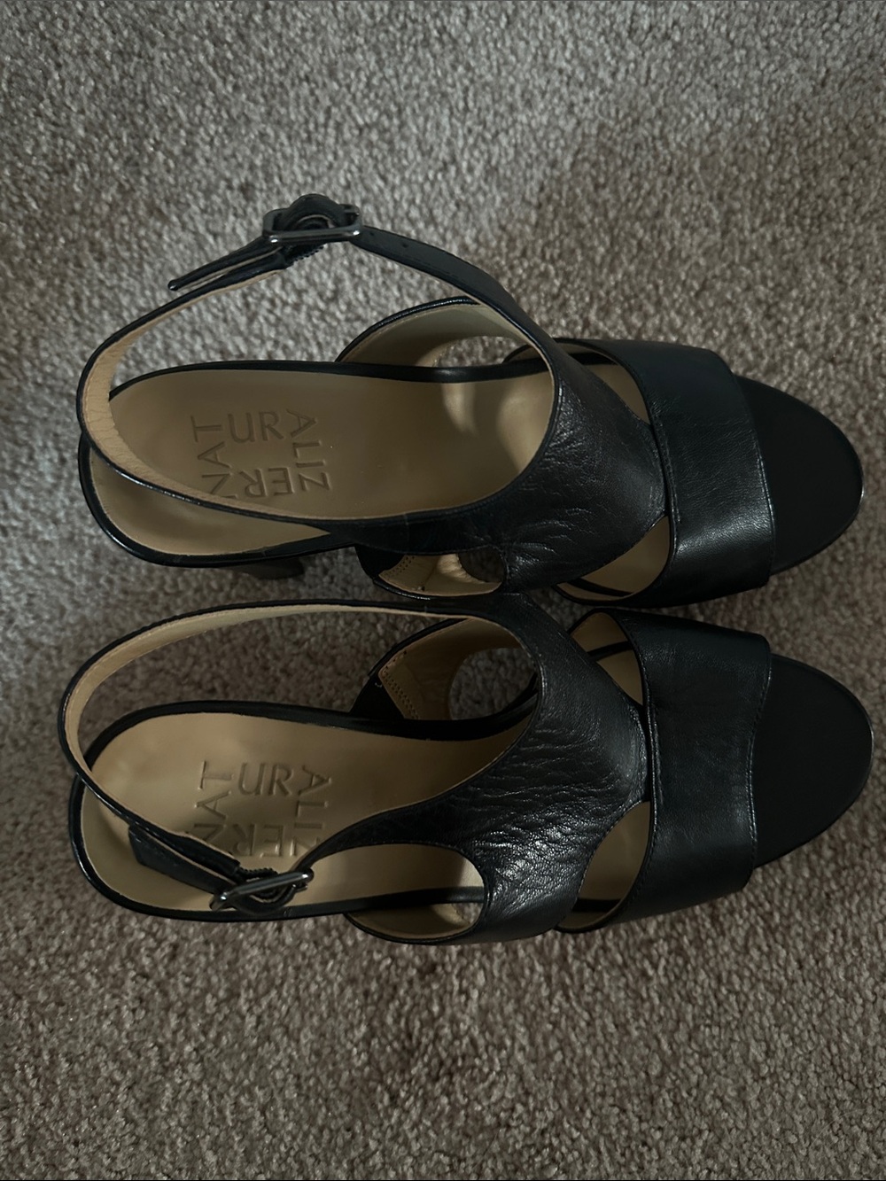 Naturalizer Black Leather Maddie Platform Slingback Sandals - Picture 3 of 6